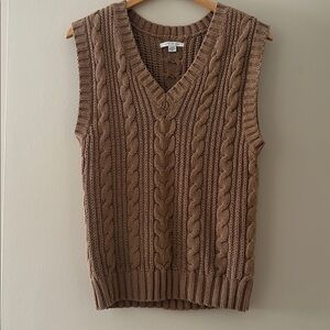 American Eagle Outfitters Tan Knit Sweater Vest - Size Small, oversized fit